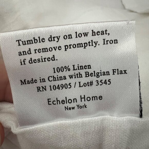 Echelon Home Linen Pillow Sham Belgian Flax White Rectangle 25" x 20" - Picture 4 of 5